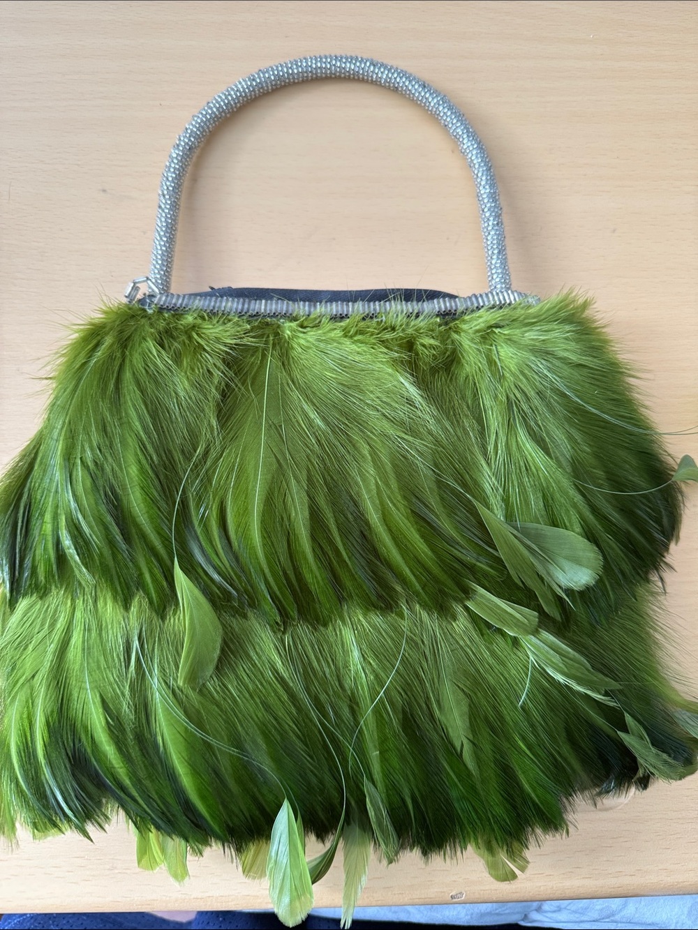 Green Feather Evening Handbag